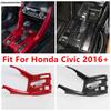 Рамка-накладка на панель переключения передач центральной консоли для Honda Civic 2016 - Красный / Матовый / Углепластик