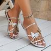 Large Size Crystal Bow Women Slippers Fashion Open Toe Low-heeled Slippers Women Summer Casual Cozy Slides Female Flip Flops