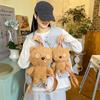 Bear Eyes Button Cartoon Plush Backpack Cute Girl Bag For School Travel And
