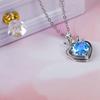 S925 Sterling Silver Platinum-plated Heart-shaped Sapphire Clavicle Pendant Necklace