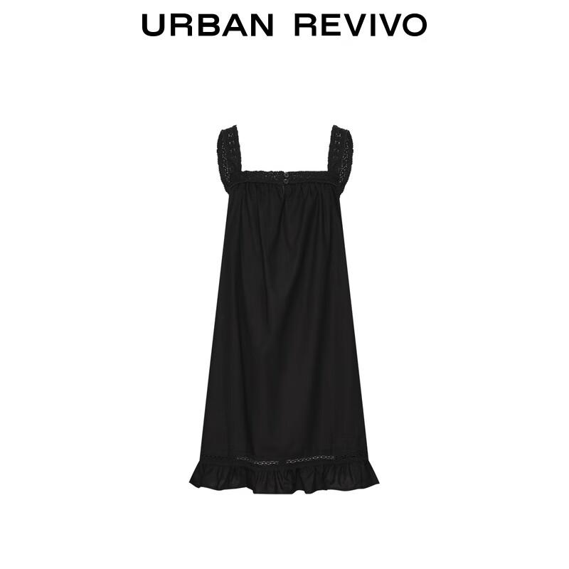 UR 2025 Осень Французское Ретро Платье из Кружева в Лоскутной Технике