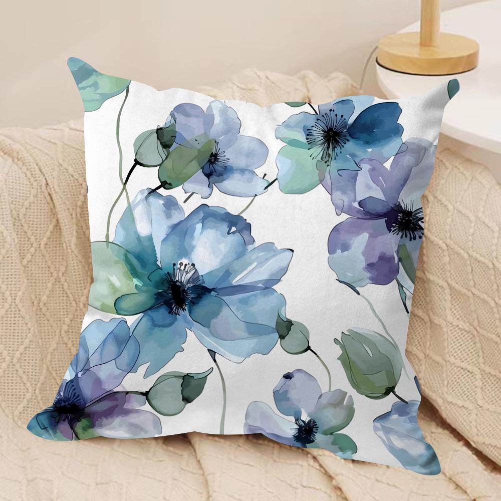 Painted Blue Print Creative Cushion Cover Soft Plush DoubleSided Sofa Pillow Cushion Cover AllSeason Durable Decor Gift