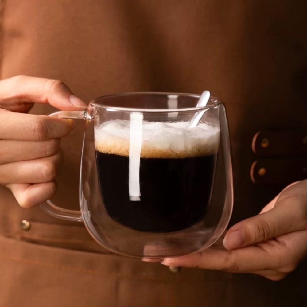 2pcs Transparent Double Wall Glass Cup Set Heat Resistant Tumbler Mug Home Bar Coffee Cup Drinking