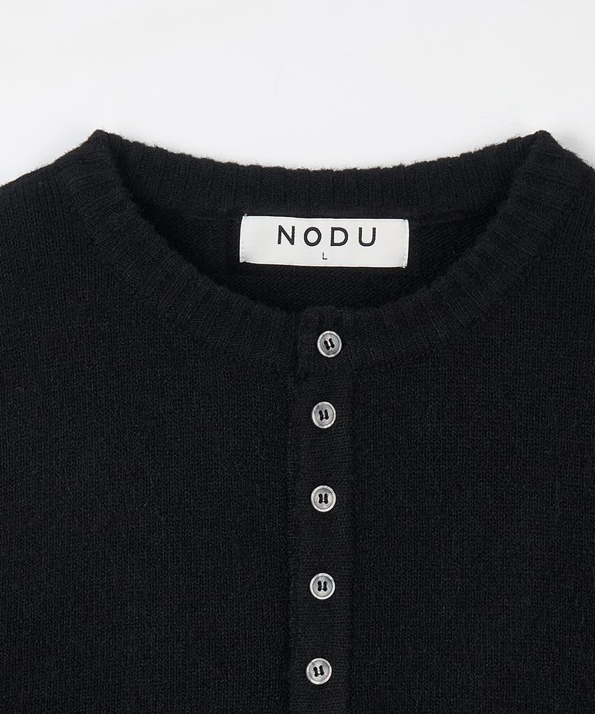 NODU Daily Plain Henley Neck Knit [Black]