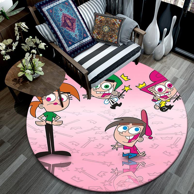 The Fairly OddParents Round Area Rug,Carpet Rug for Living Room Bedroom Sofa Playroom Decor,Non-slip Floor Mat