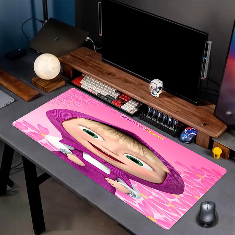 Masha and The Bear Print Mouse Pad, Anti‑Slip Desktop keyboard Mat, for PC Laptop Gaming Working Daily Use, Cool Festival Surprise Gift
