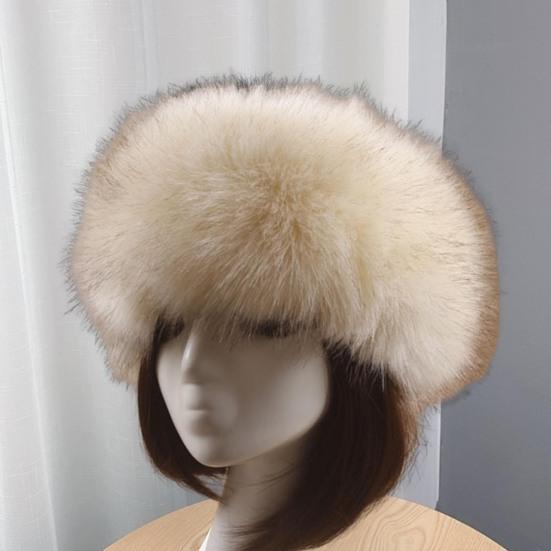 Winter Basin Hat Faux Fur Lined Hollow Top Foldable Warmth Retention Fuzzy