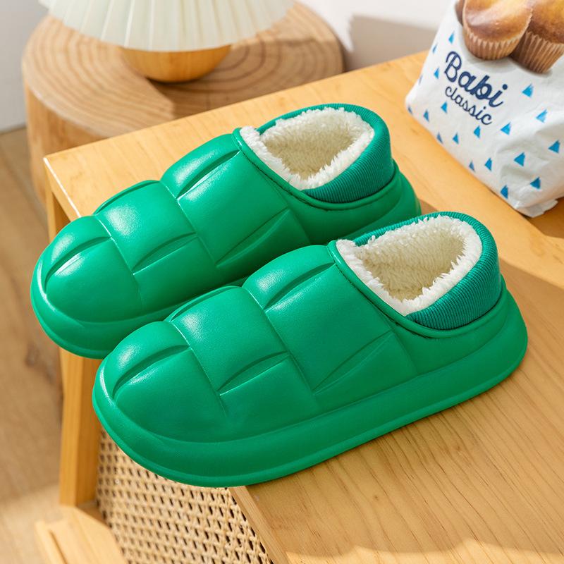 New Winter Home Waterproof Cotton Shoes for Women Men Warm Ankles Plush Cozy Slides Indoor Outdoor Soft Sole Wrap Heels Slippers