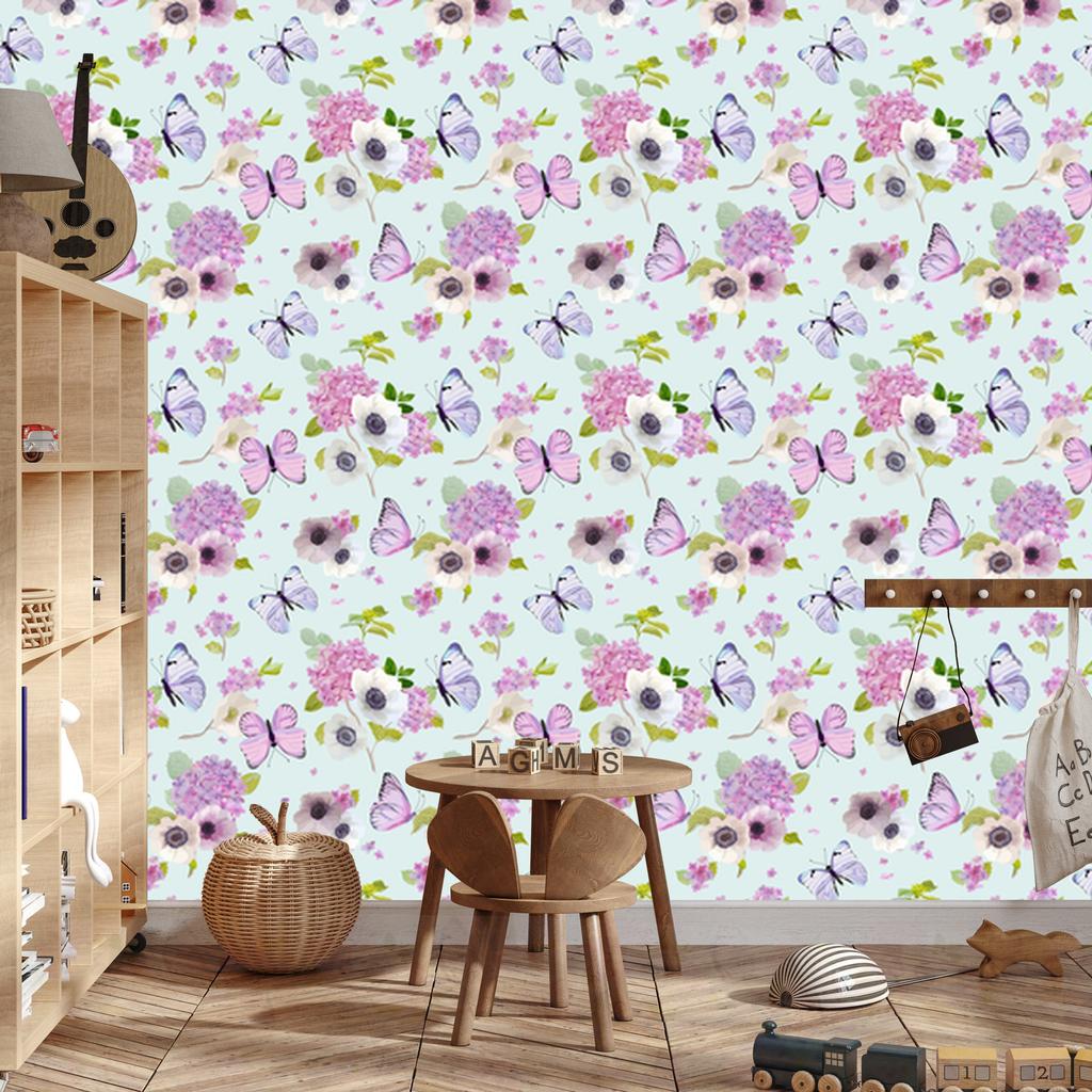 Butterflies flowers and plants wallpaper for living room and bedroom 50x1000