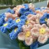 Homemade Milk Cotton Crochet Flower Artificial Crochet Bouquets Hand Knitted Flower Finished