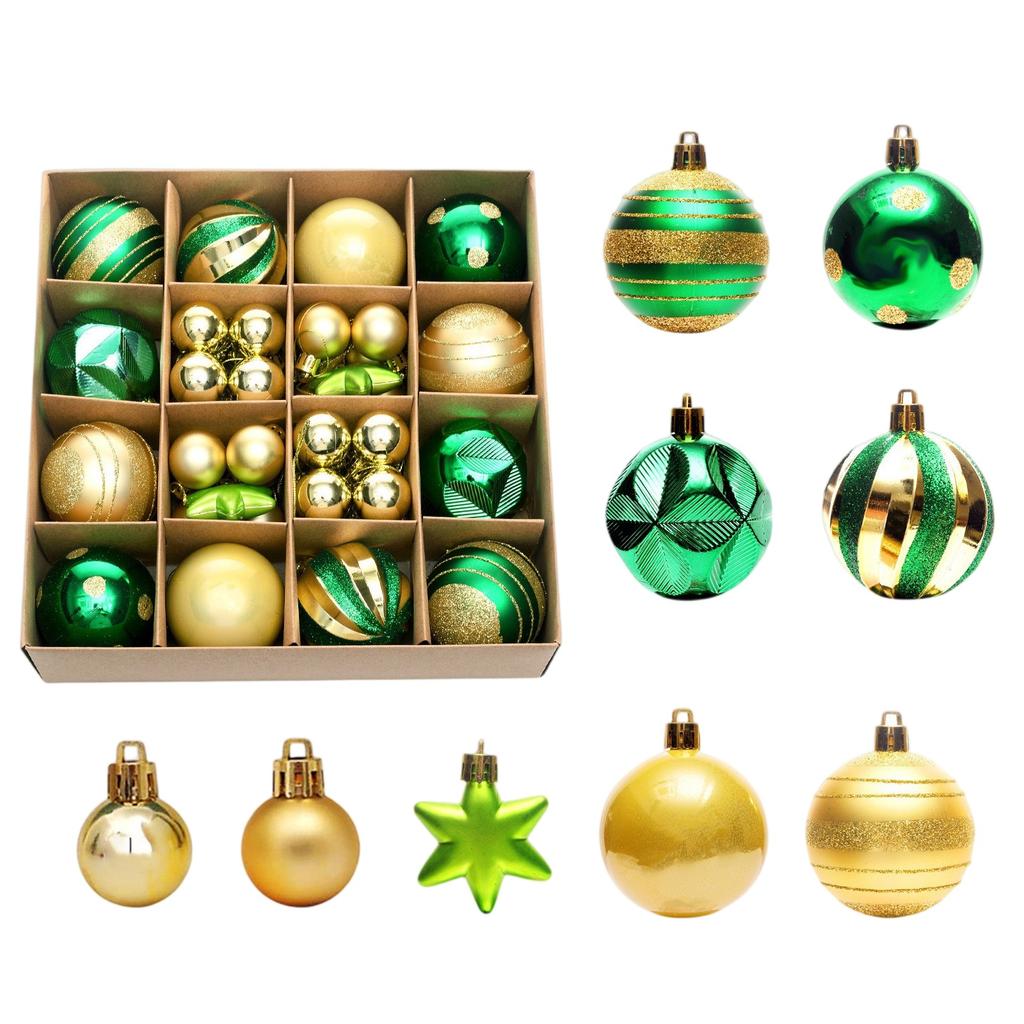 42pcs Christmas Tree Ornament Plastic Ball Decorations For DIY Crafts And Painted Designed Boxes Pendant