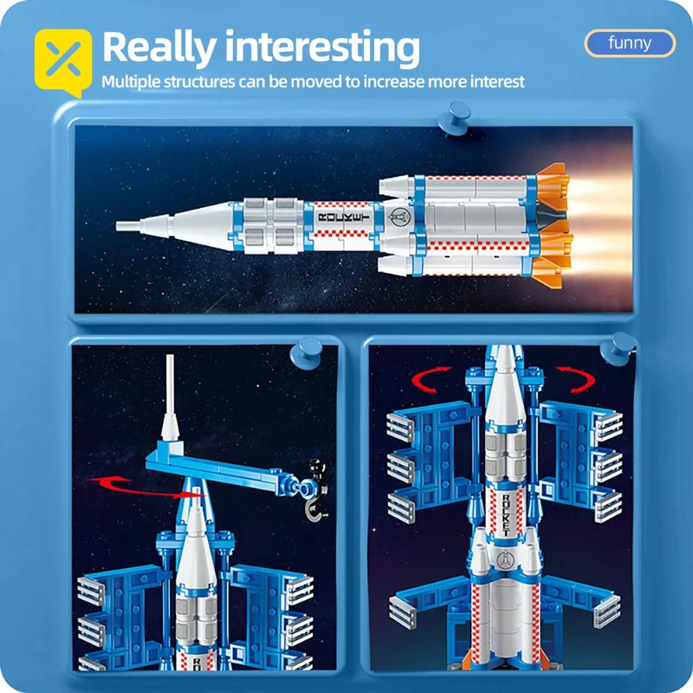 TOYLINX 133 детали Космическая ракета Конструктор STEM Игрушка Подвижный Запуск Набор для сборки Подарок для детей Мальчиков Девочек