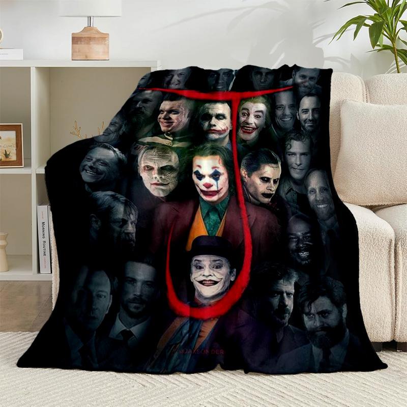 1PC Jo-ker's Masked Faces Flannel Blanket Gift, Suitable for Both Men And Women, Soft Ideal for Beds And Sofa, Birthday Or Christmas Gift