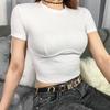 Повседневная базовая белая укороченная футболка, элегантная женская футболка с коротким рукавом, топ, уличные хлопковые футболки, женские летние