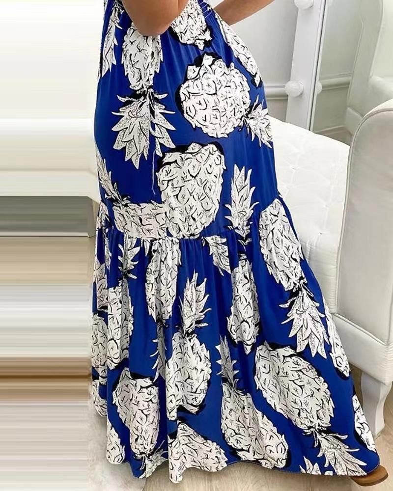Летнее женское платье с висячим вырезом и лифом на шее, с высокой талией, длинное платье с принтом, сексуальное платье