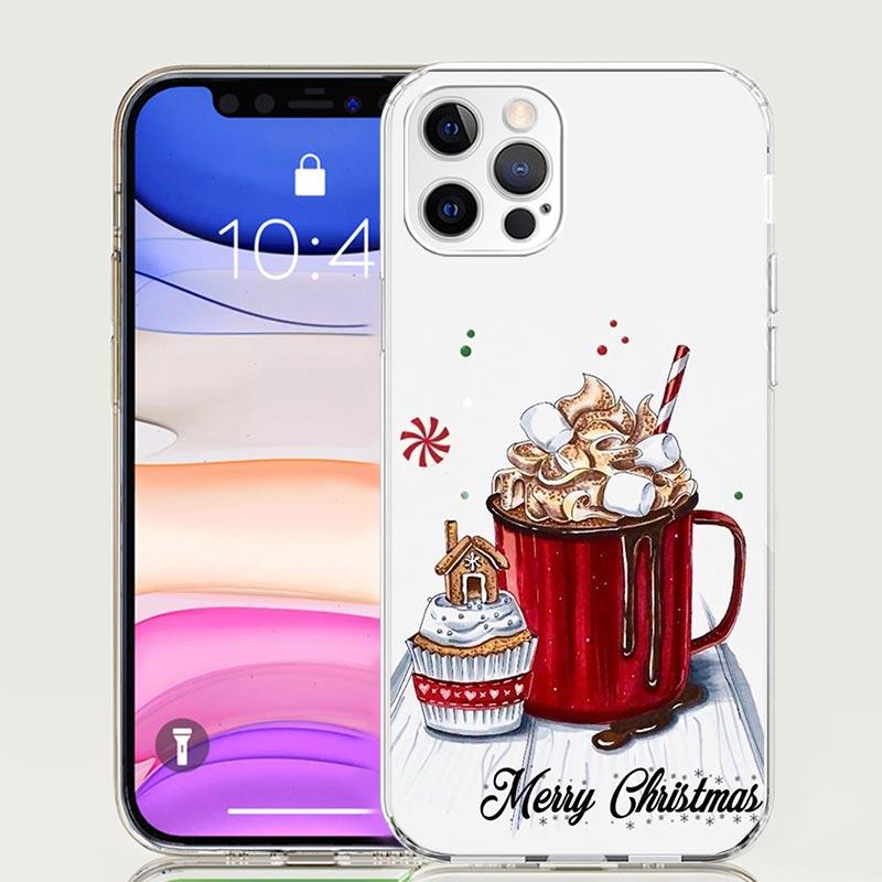 Зимний Кофе Рождественский Чехол для Телефона Для iPhone 17 Air 16 15 Plus 11 14 Pro Max 13 Mini 12 7 8 + SE Узор Искусство Персонализированный Чехол 1