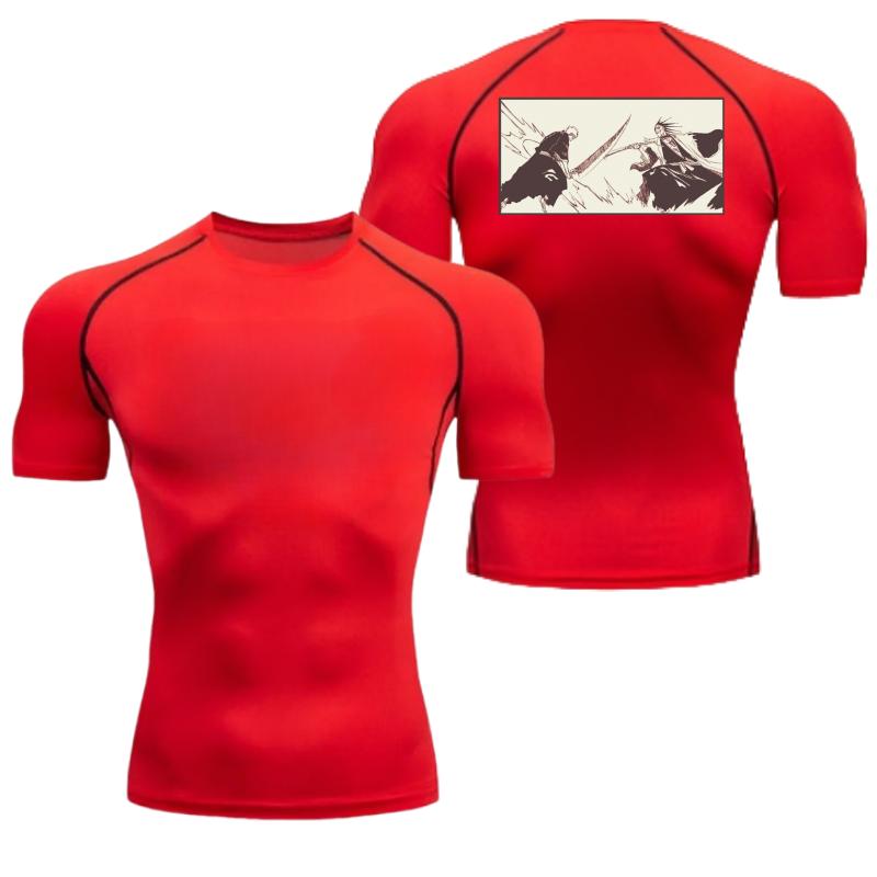 Мужская компрессионная футболка Спортивная быстросохнущая фитнес-футболка Отбеливатель Влагоотводящая Для бега, велоспорта, активного отдыха 8 цветов Короткий рукав
