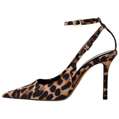 Полиэстер Принт Острый Носок Шпилька 9 См Женские Каблуки Леопард 12236410