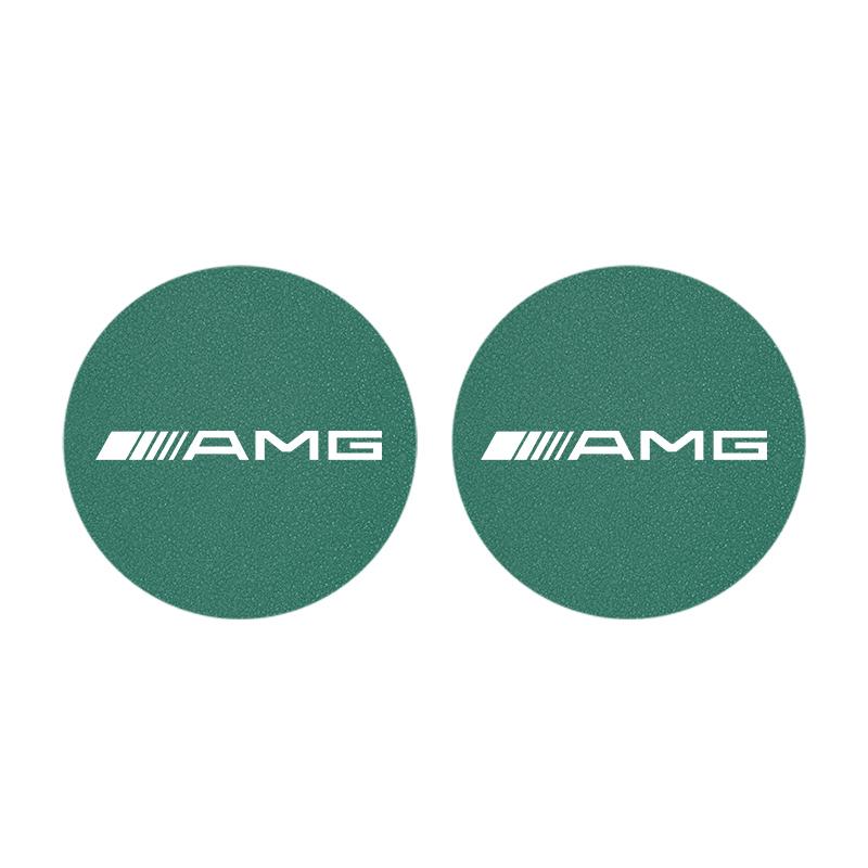 2Pcs Suede Leather Coaster Car Water Cup Anti-slip Pad Mat Auto Interio For Mercedes Benz AMG Smart W205 C300 W203 W206 W108 W12 AX1