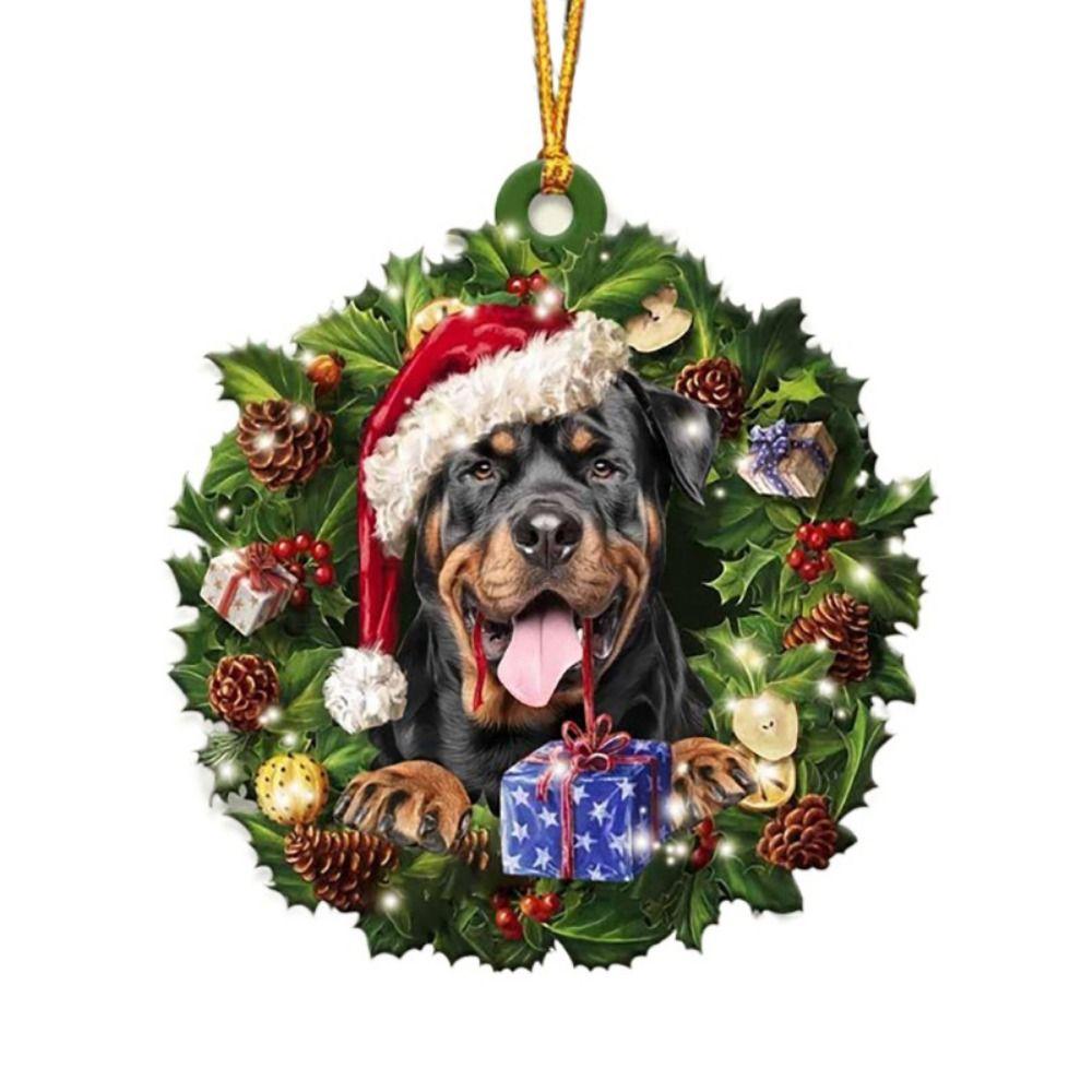 2D Christmas Dog Acrylic Pendant Hanging Acrylic Christmas Tree Pendant 8cm Decorative Christmas Dogs Ornament Window
