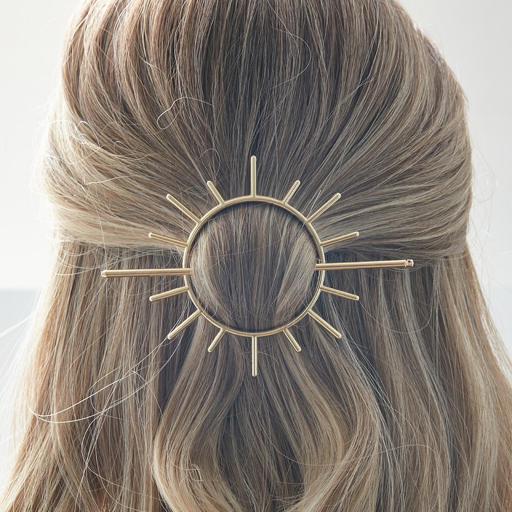 1Set/2pcs Bohemian Metal Alloy Hairpin, Unique Sun and Flower Design, Vintage Ladies Hair Accessories