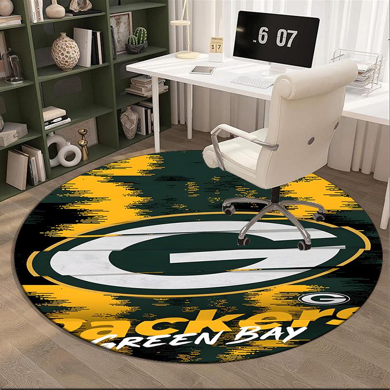 Green Bay Packers Logo Round Rug for Livingroom,Bedroom, Palyroom, Chair Rug, Area rug, Circle Carpet, Large Size Fan Christmas gift