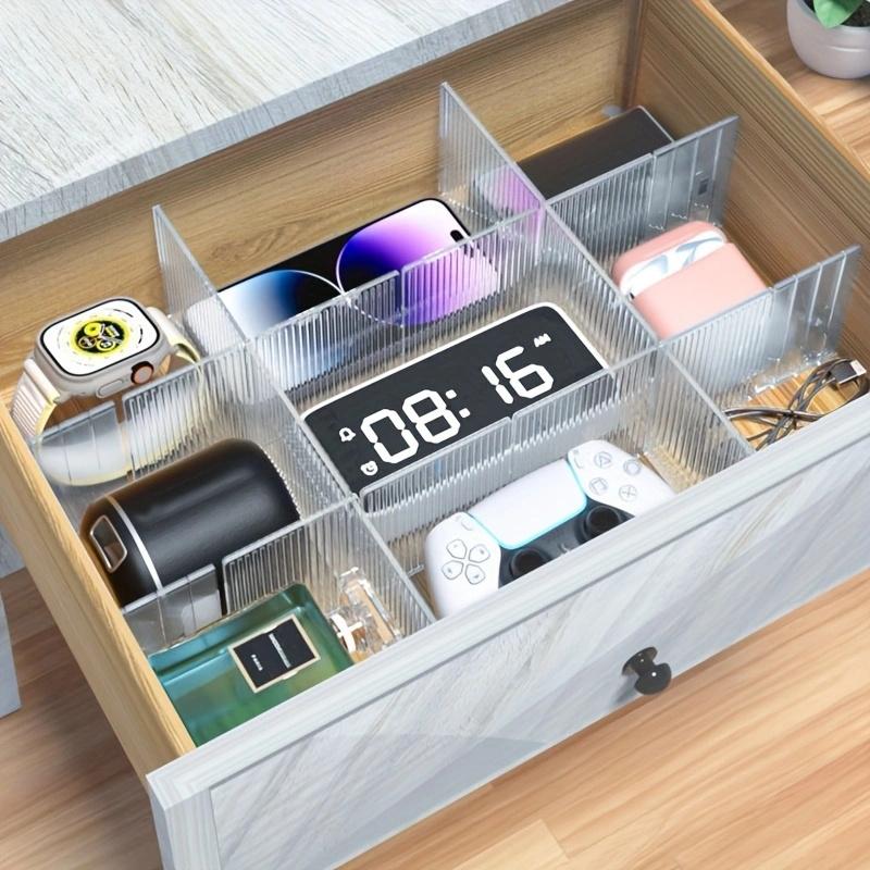 32,5*7 см, 4 шт. Современная водонепроницаемая прозрачная регулируемая и соединяемая перегородка для ящиков, подходящая для хранения в спальне, офисе, кухне.