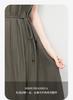 Korean style minimalist and high-end solid color dress with loose small stand up collar and sleeveless long skirt