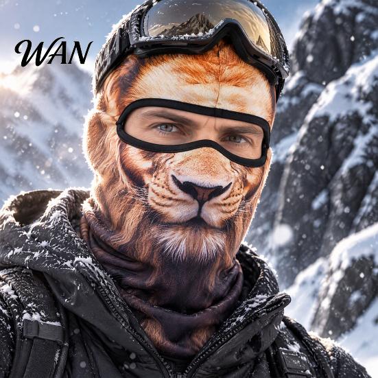 Men Women Mask 3D Animal Balaclava Ski Mask, Lion Leopard Bear Panda Dog Cat Funny Full Face Cover, Winter Windproof for Skiing Cycling Warm Shield