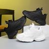 Kids White Black Sneakers School Sports Dance Running Shoes With Rotary Buckle Closure