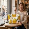 Cute Lemon Print Tote Bag Casual Large Capacity Daily Commute Handbag for Women Outdoor Shopping Travel Carryall Tote