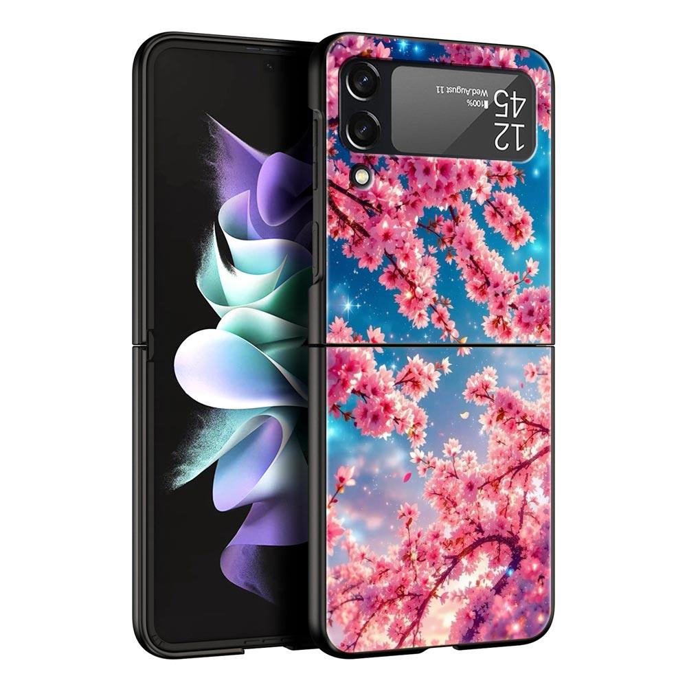 Корейский Цветочный Жесткий ПК Чехол для Телефона Для Samsung Galaxy Z Flip 7 6 5 4 Черная Крышка Для Galaxy Z Flip 3 Складной Fundas Shell Capas
