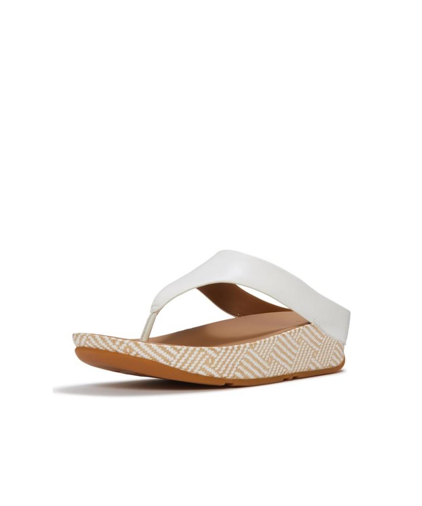 Женские шлепанцы Fitflop Lulu Lux с графическим плетением из кожи, с ремешком между пальцами - Урбан Уайт (Ft64K2T301)