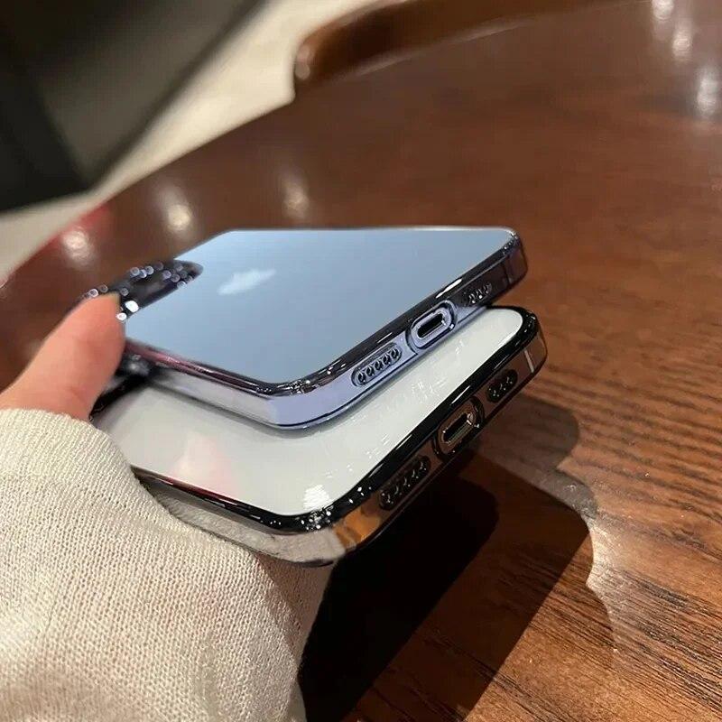 Роскошный прозрачный чехол с покрытием для IPhone 15 14 13 12 11 Pro Max Plus Mini XS XR X, защитная пленка для полного объектива, противоударный чехол