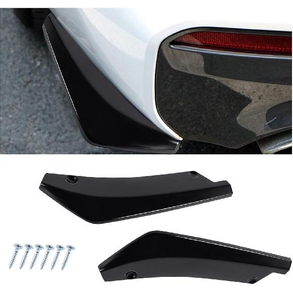 Augeny 2 PCS Rear Bumper Canard Diffuser, Anti-Crash Bumper Lip Body Kit, Universal Rear Installed Lip Diffuser Splitter Canard Protector (Carbon