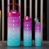 3pcs Outdoor Sports Fitness Water Bottle Set, Gradient Color Water Bottle With Time Scale For Adult Student
