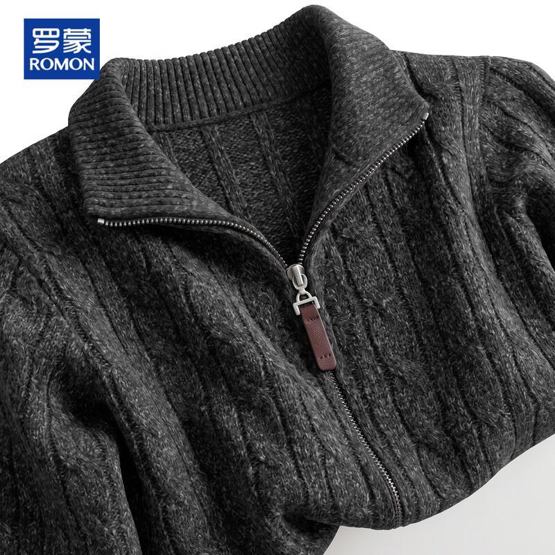 ROMON Men's Half-Zip Mock Neck Wool-Blend Knit Sweater