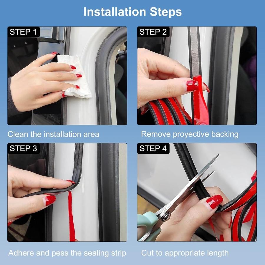 Car Weather Stripping for Tesla Model 3 Car Door Rubber Seal Strip Self Adhesive Auto Soundproofing Weatherstrip for Front Rear