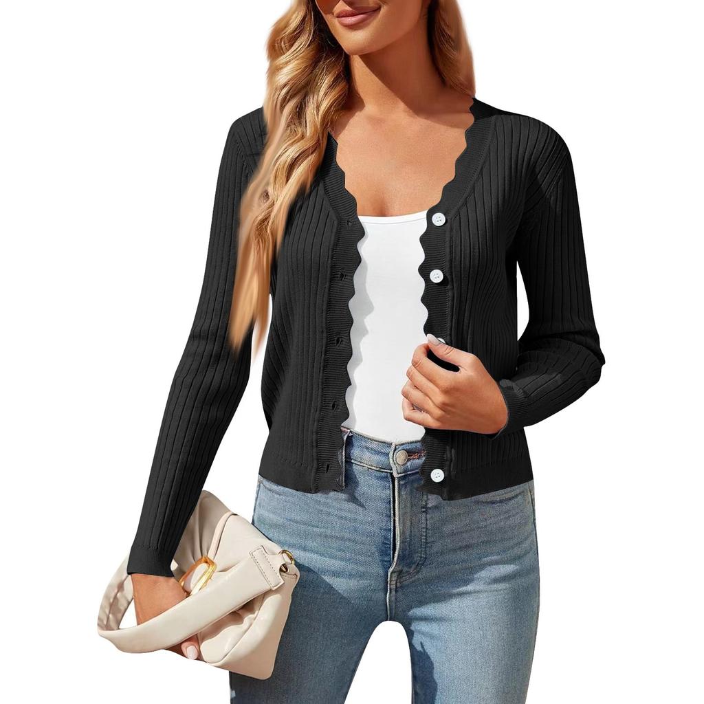 Женская мода V-образный вырез длинный рукав короткий женский вязаный кардиган свитер пальто