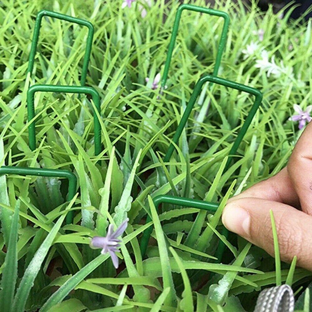 12PCS Garden Stakes Lawn Fixing Nails Green Tent Stakes Securing Pegs for Artificial Grass