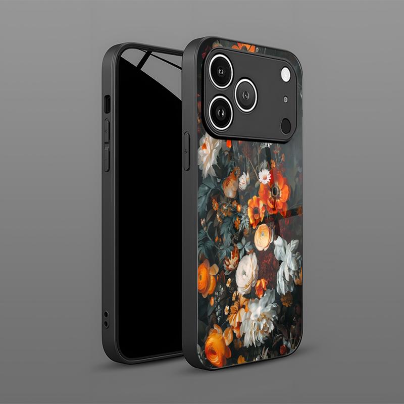 Ретро Цветочный Узор 2D Чехол для Телефона для iPhone 17 16 15 14 13 12 11 X XR XS Max Pro 8 Plus - Стеклянная Защитная Крышка