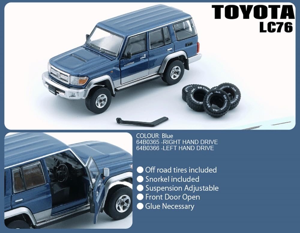 BM CREATIONS Toyota Land Cruiser LC76 Blue Finished Product 1/64 (RHD)