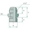 Straight connection connector GA 1/2 - JIC x 1/2 - UNF - OR 17 GRANITE