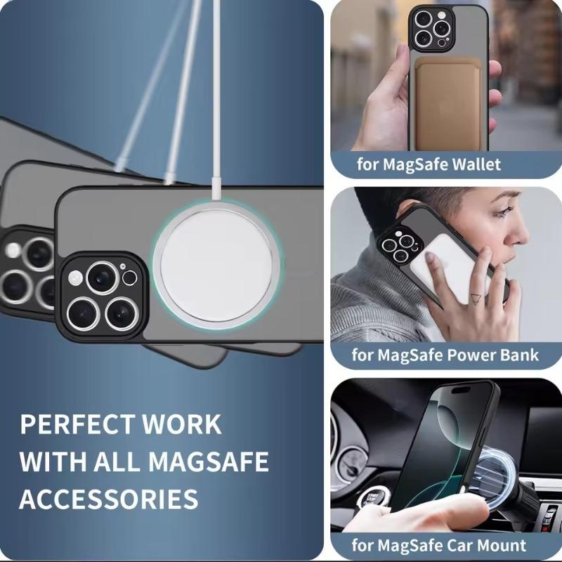 Матовый Магнитный Чехол Magsafe для iPhone 16 15 14 13 12 11 Pro Max 17 Air PC Жесткий Чехол с Беспроводной Зарядкой Защита от Отпечатков Пальцев