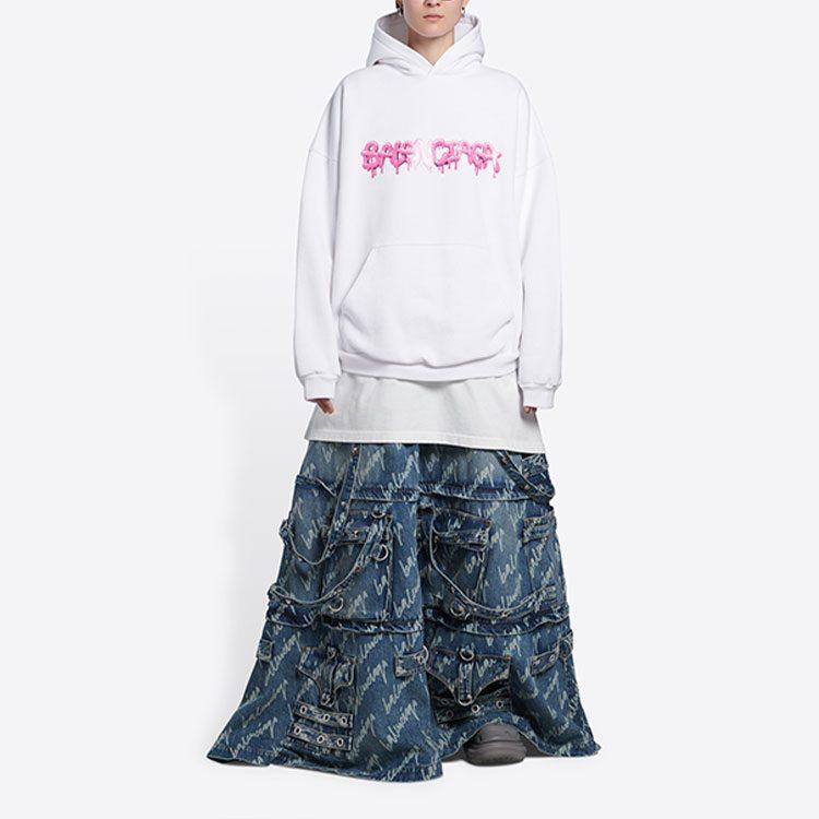 Balenciaga Худи свободного кроя 'Белый/Жвачный' 675003TLVF29014