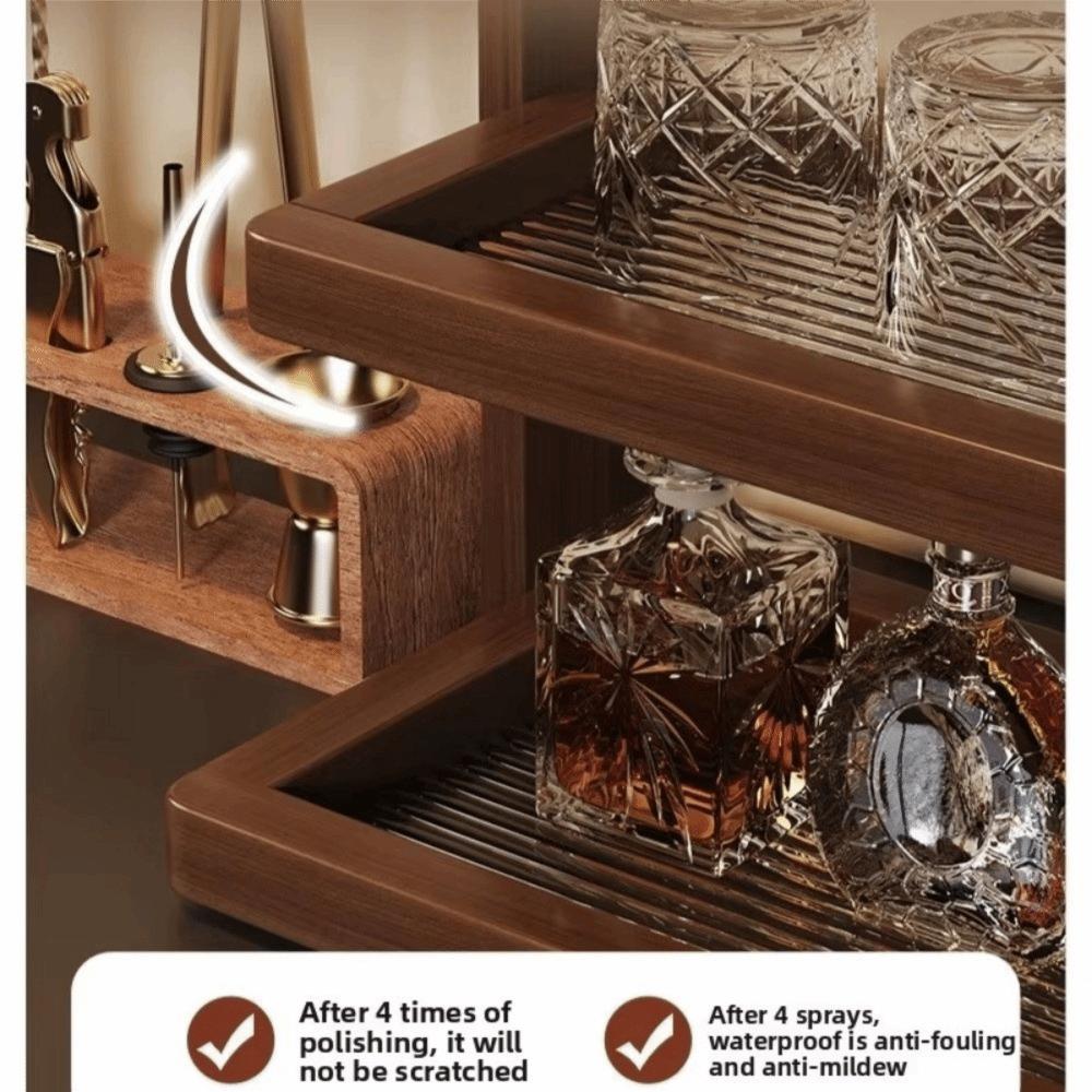 2-Tier Desktop Display Shelf Chinese Style Clear Acrylic Bottom Countertop Shelf Bamboo Non-Tip Sundry Storage Rack