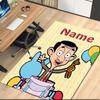 Custom Name Mr. Bean Printed Carpet, for Office Chair Living Room Bedroom Kitchen Room Decor Gifts.