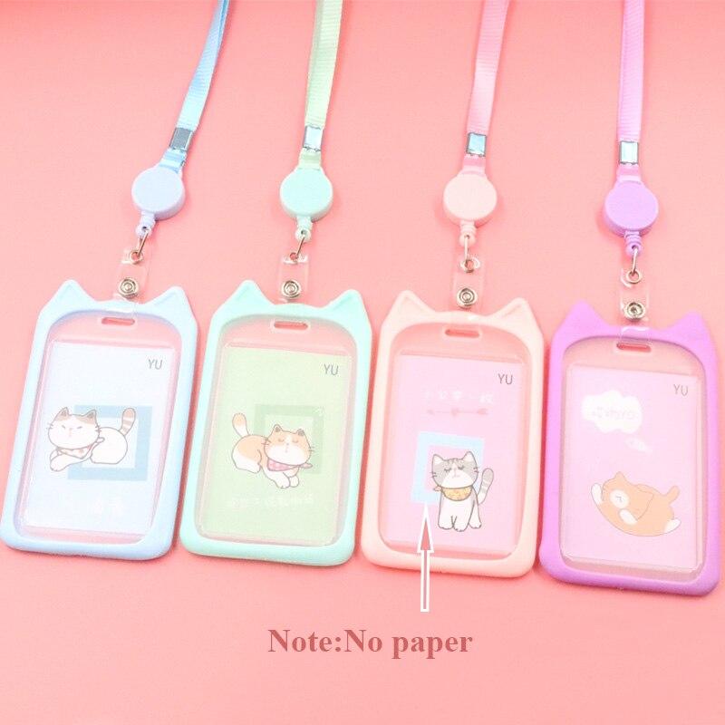 Card Holder with Retractable Reel Lanyard Cute Cartoon Bank Identity Badge Bus ID Card Holder Case Credit Card Cover Kids Gift