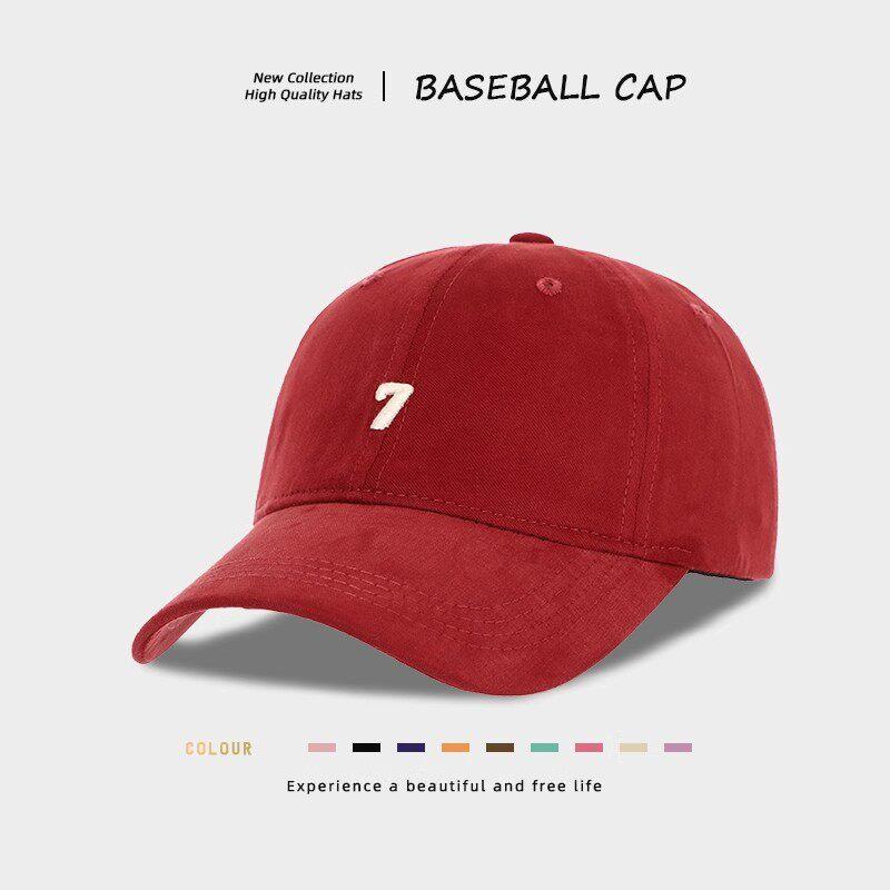 Soft Cotton Vintage Baseball Cap with Number 7 Embroidery Unisex Adjustable Dad Hat Breathable Outdoor Sports Cap 6 Colors