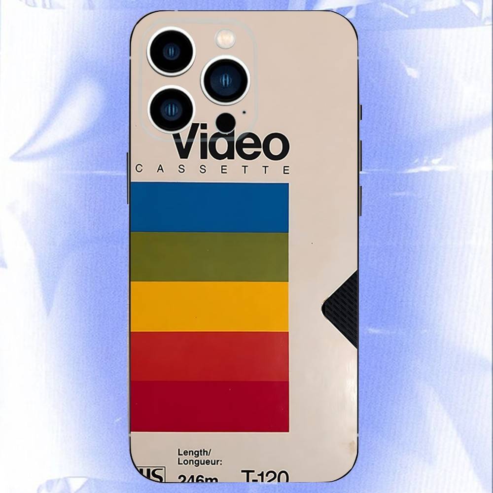 Ретро Видеокассета VHS Чехол для Телефона Для iPhone 16e,16,15,14,13,12,11,Pro,X,XS,Max,XR,Plus,Mini Мягкий Черный Чехол